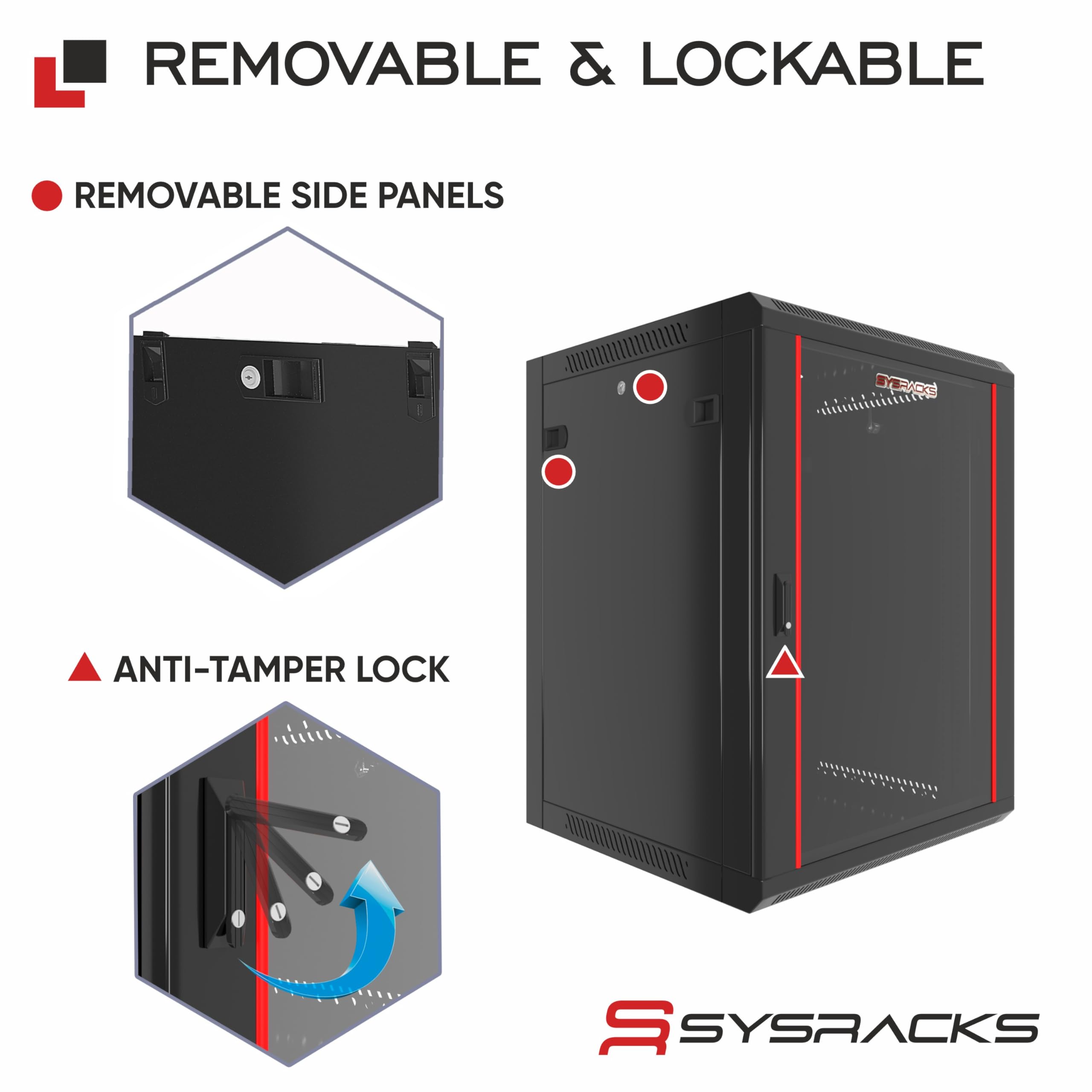 12U - Server Rack - Wall Mount Rack - Armadio di bloccaggio per rete - Elettronica - Sicurezza - Audio - Video - Apparecchiature AV - Rack dati - Armadio server profondità 18 pollici