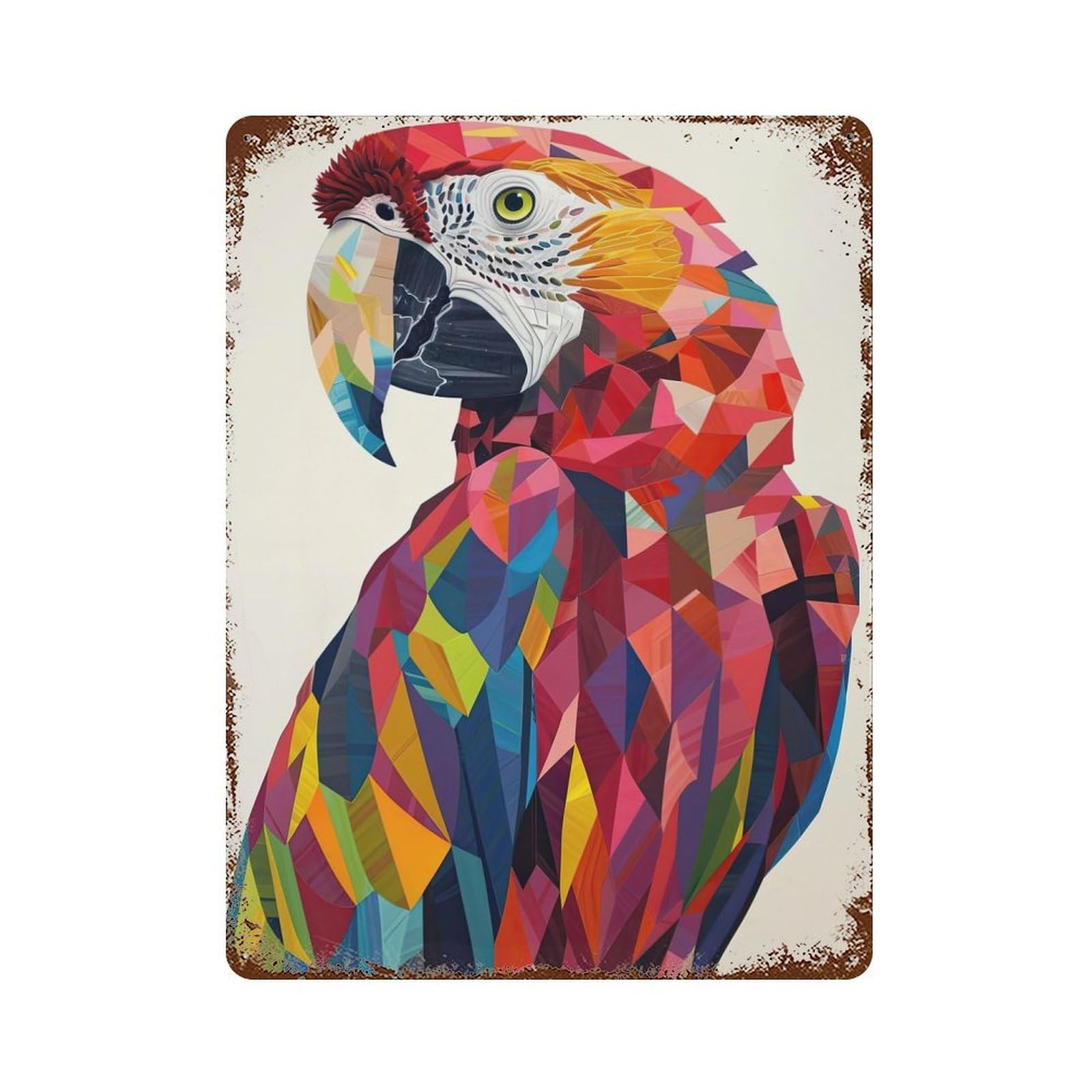 Vibrant Parrot 15.7"x11.8" Aged Metal Wall Plaque, Retro Wall Decor for Farmhouse, Kitchen And Entryway Decor