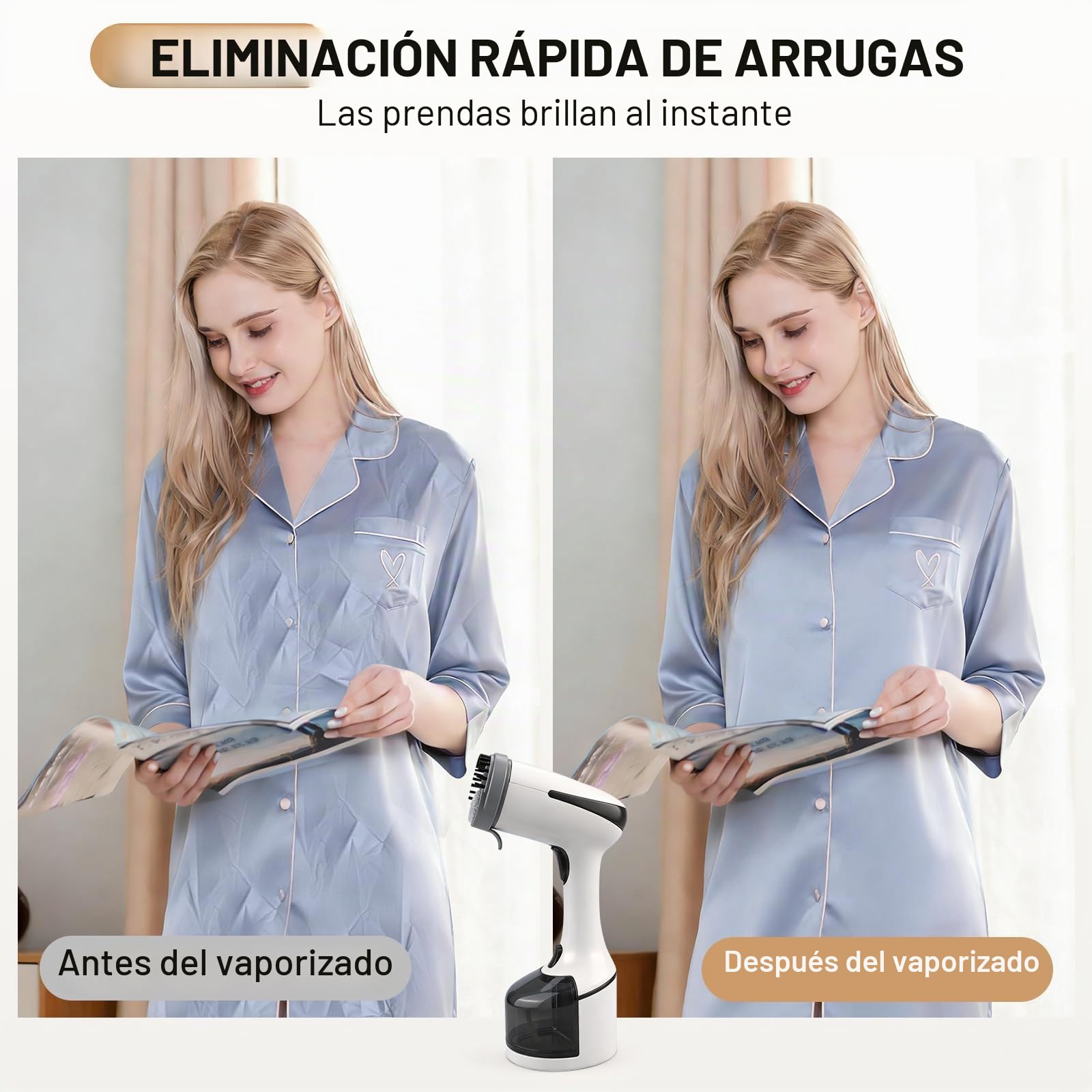Cadrim Plancha Vertical Vapor de 1600 W con 250 ml con depósito de agua y 3 niveles de vapor,Calentamiento Rápido de 20 Segundos,Ideal para el hogar, la oficina y viajes