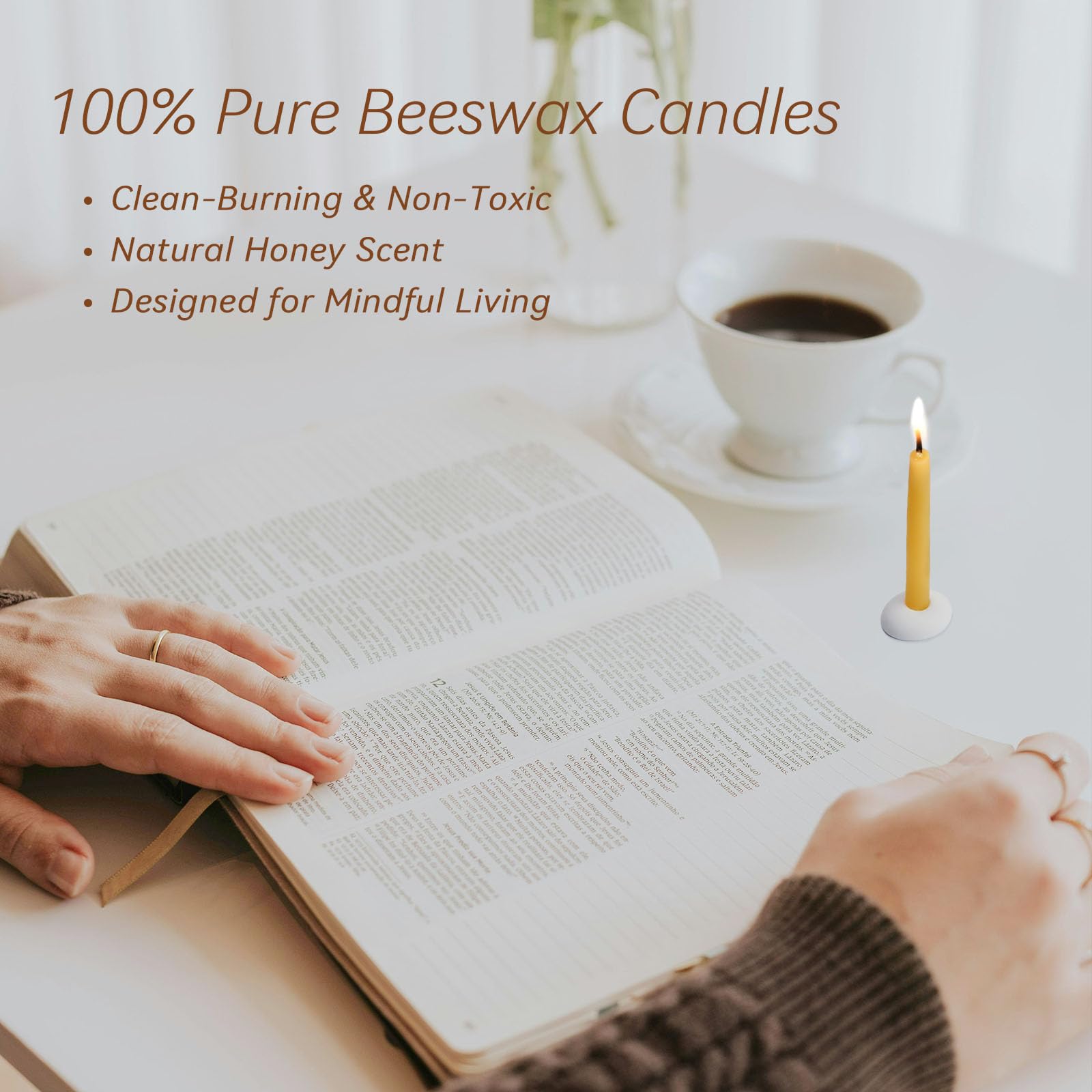Velas de cera de abeja 100% pura de 20 minutos, mini velas cónicas de meditación consciente, sin humo y sin goteo con soporte para yoga, oración, relajación (amarillo, paquete de 120)