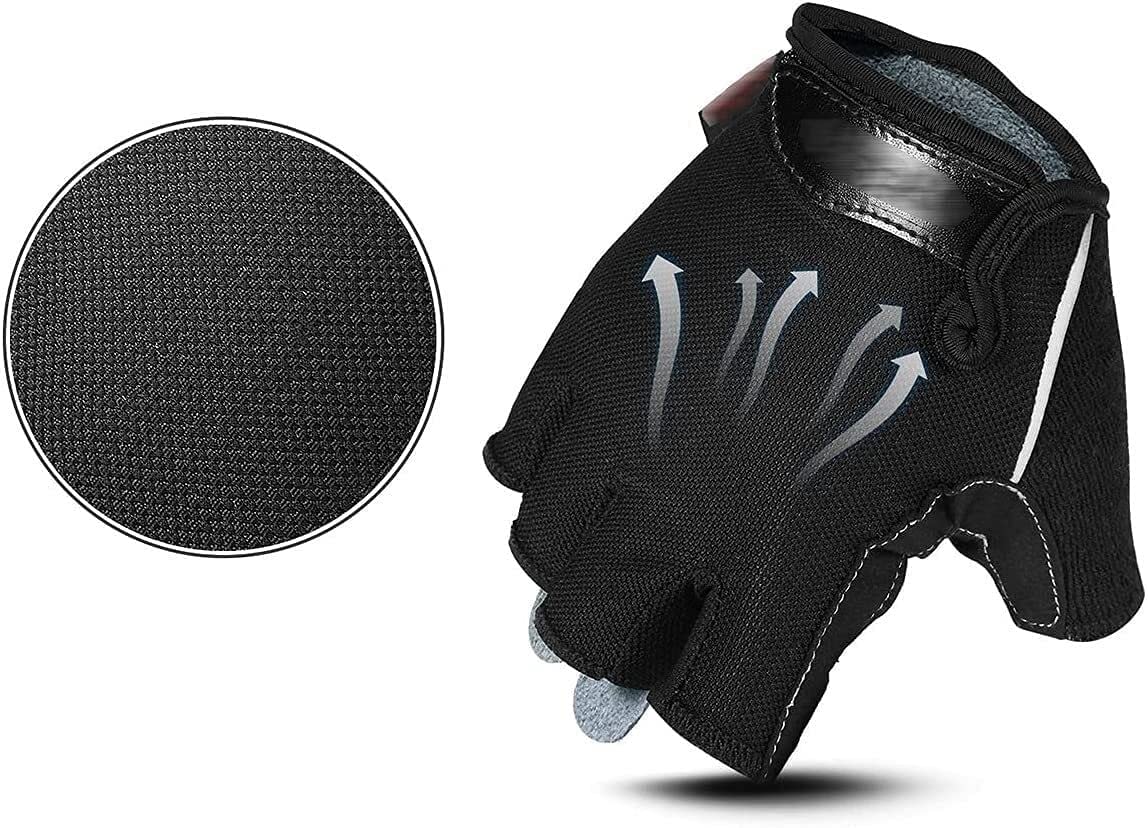 Shock Anti -Slip Giove a metà Fisi traspirabili Uomini Guanti a metà Dita (Color : Black, Size : L)