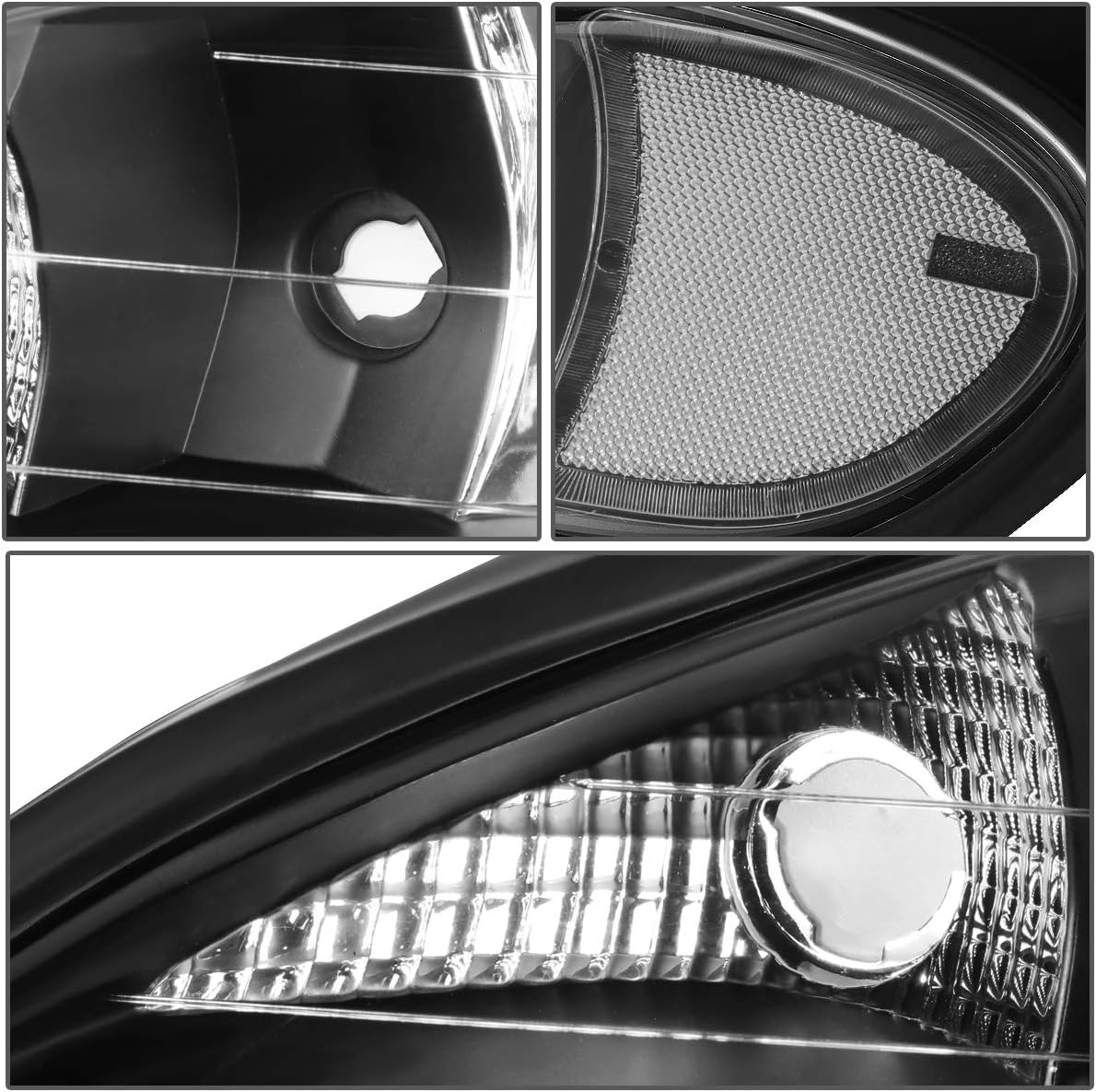 Auto Dynasty Headlights Assembly Compatible with 1999-2005 Pontiac Grand AM, Driver and Passenger Side Halogen Headlamps Replacement, GM2502196 GM2503196, Black Housing Clear Corner