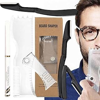 modelagem barba | estêncil barba ajustável para homens transparentes - Guia corte barba 3 em 1 aparar curva pão modelador barba modelador Kumprohu