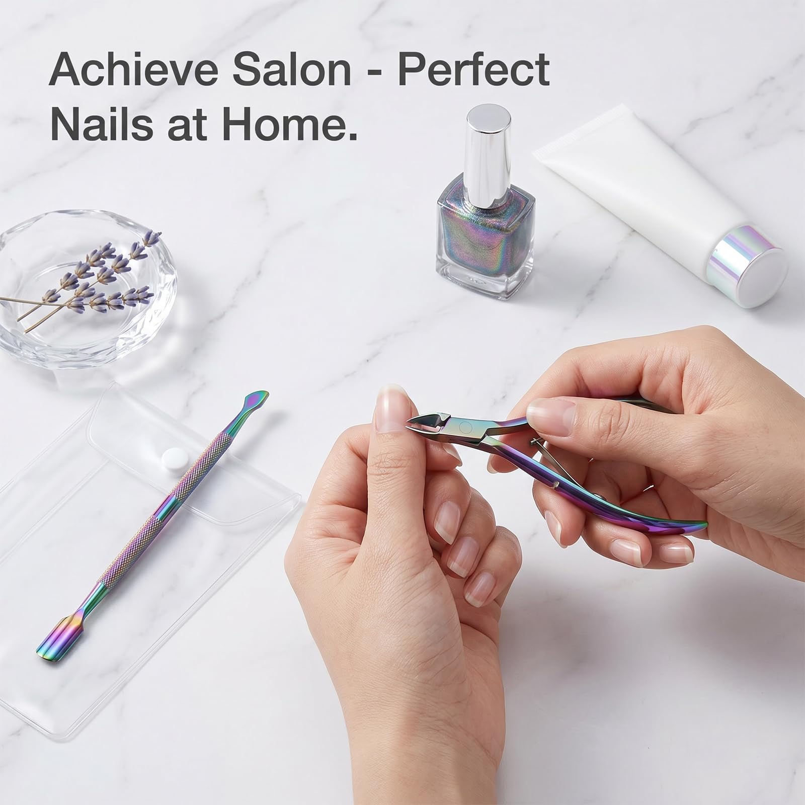 Alicate Cutículas con Removedor Cutículas - 3 Piezas Coloridas Herramienta Removedor Cutículas, Set Tijeras Cutículas Profesional, Set Manicura Hogar, Set Manicura Profesional