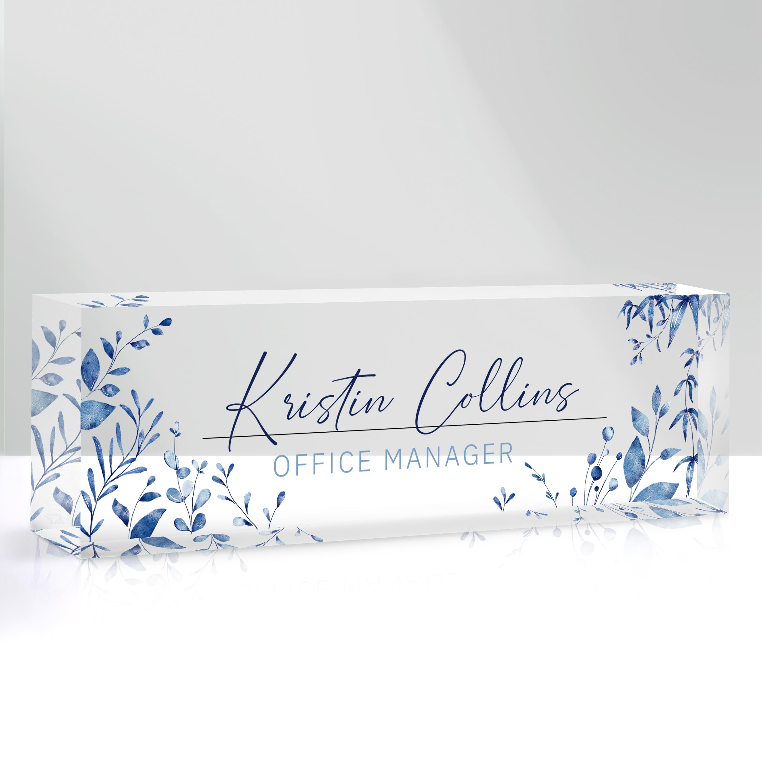 Custom Name Plate for Desk, Personalized Desk Name Plate on Clear Acrylic Glass, Appreciation Gifts for Teacher Employee Boss Coworkers Nurse, Office
