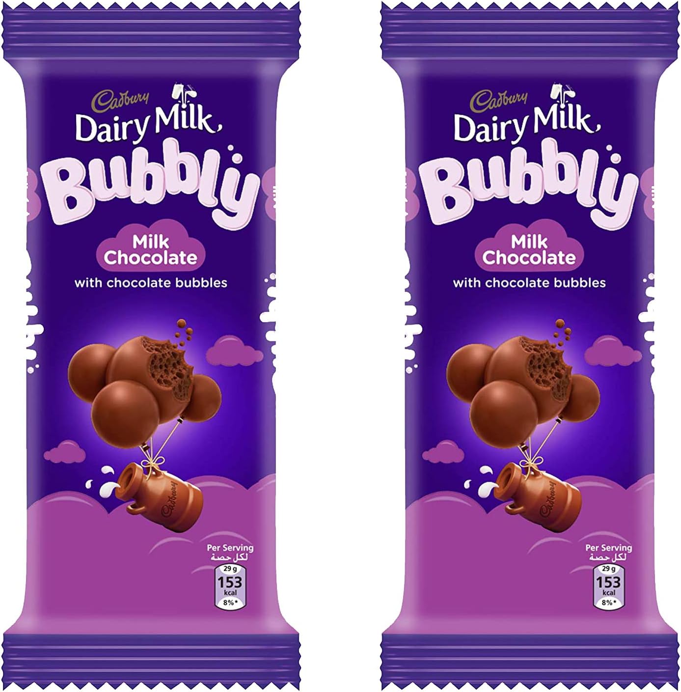 Cadbury Dairy Milk Bubbly Milk Chocolate, 2 X 87 g