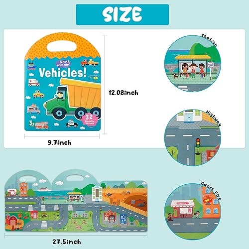 Miniatura 2 de Libro de calcomanías reutilizables libro silencioso portátil de gelatina libro silencioso para niños pequeños de 2 a 4 años libro ocupado para