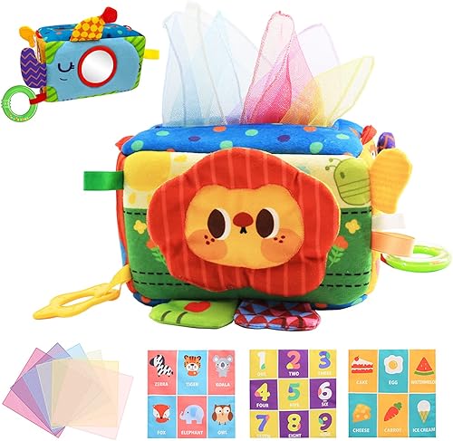 Caja de pañuelos para bebé, juguetes Montessori para bebés, caja de pañuelos mágica, juguetes sensoriales para niños y niñas, regalo de cumpleaños