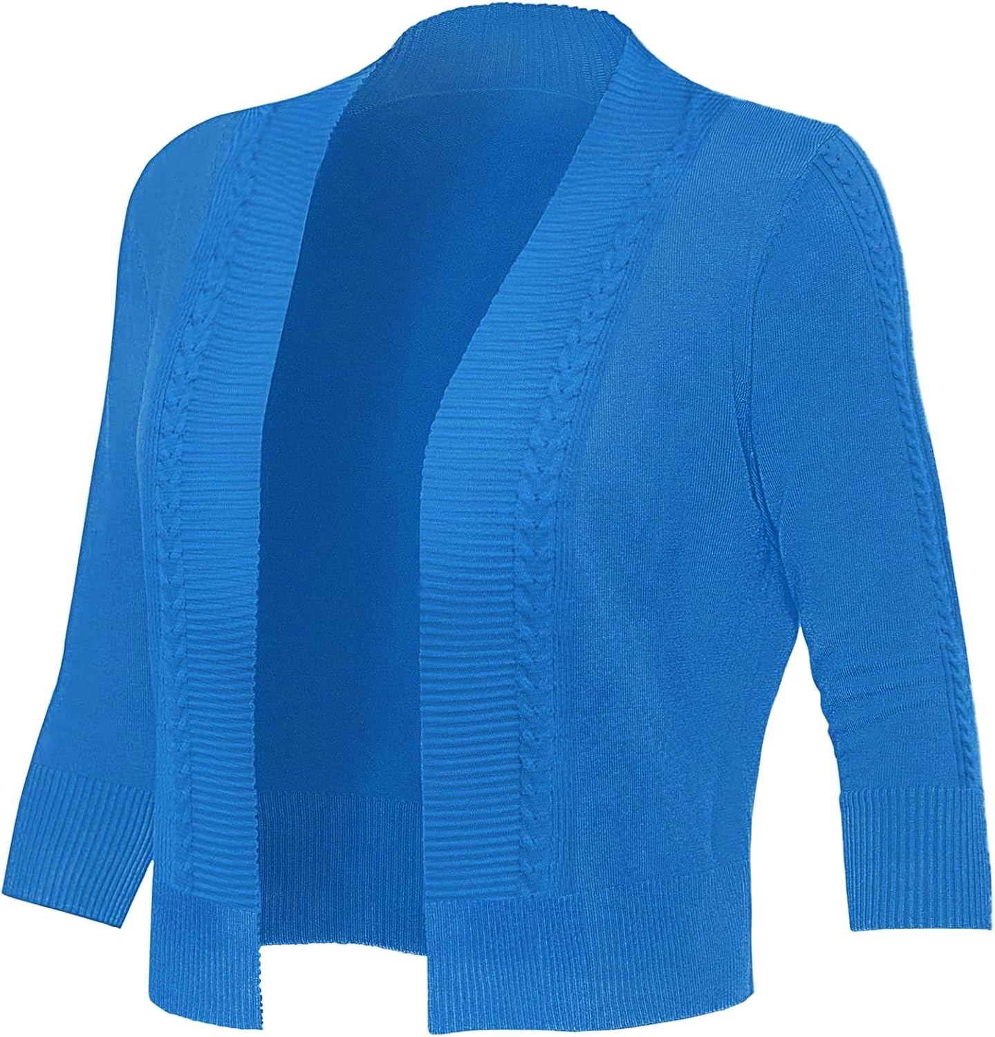 Women's Cropped Cardigan Sweater 3/4 Sleeve Open Front Bolero Shrug Sweaters Soft Cotton Knit Jacket Top - Image 5