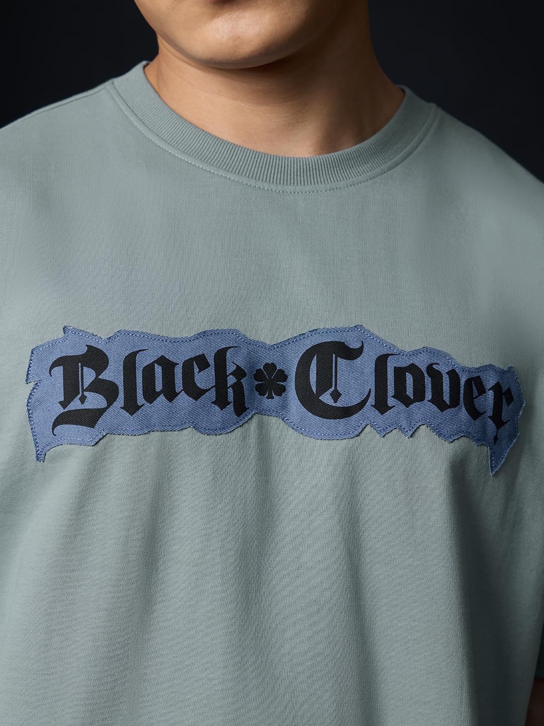 The Souled Store Black Clover Bulls T-Shirt für Herren und Jungen, Rundhalsausschnitt, grüner Grafikdruck, Anime, lässig, leicht, schulterfrei, große Baumwolle, Streetwear