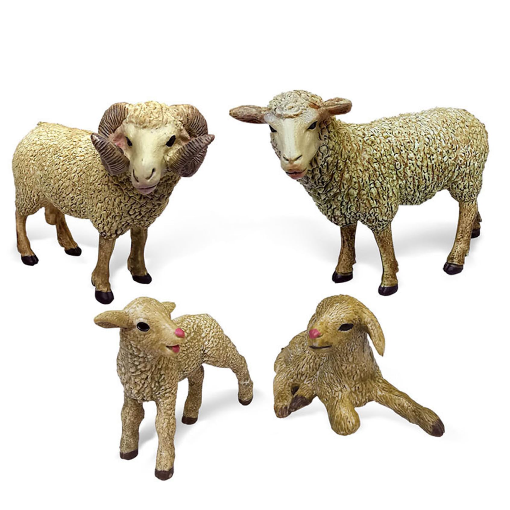 Nukinp 4pcs Sheep Figurines - Hand-painted Realistic Mini Farm Animals Figures With Lifelike Details, Pvc Lamb Toy For Farmhouse Decor, Educational Play