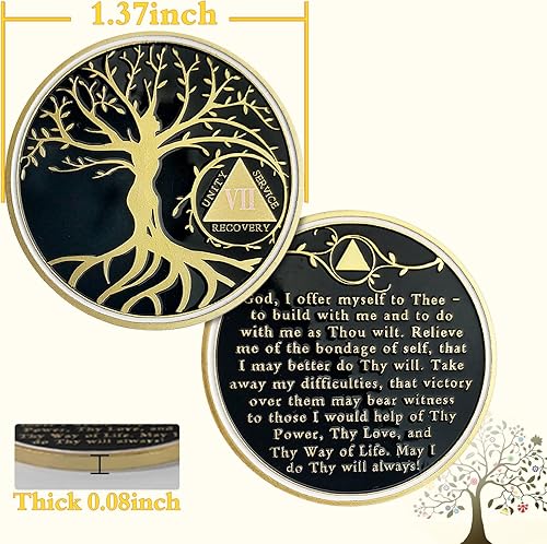 Miniatura 4 de 7 años de sobriedad Chip Árbol de la Vida Medallón AA Regalo de Recuperación Alcohólicos Anónimos Moneda Aniversario Token