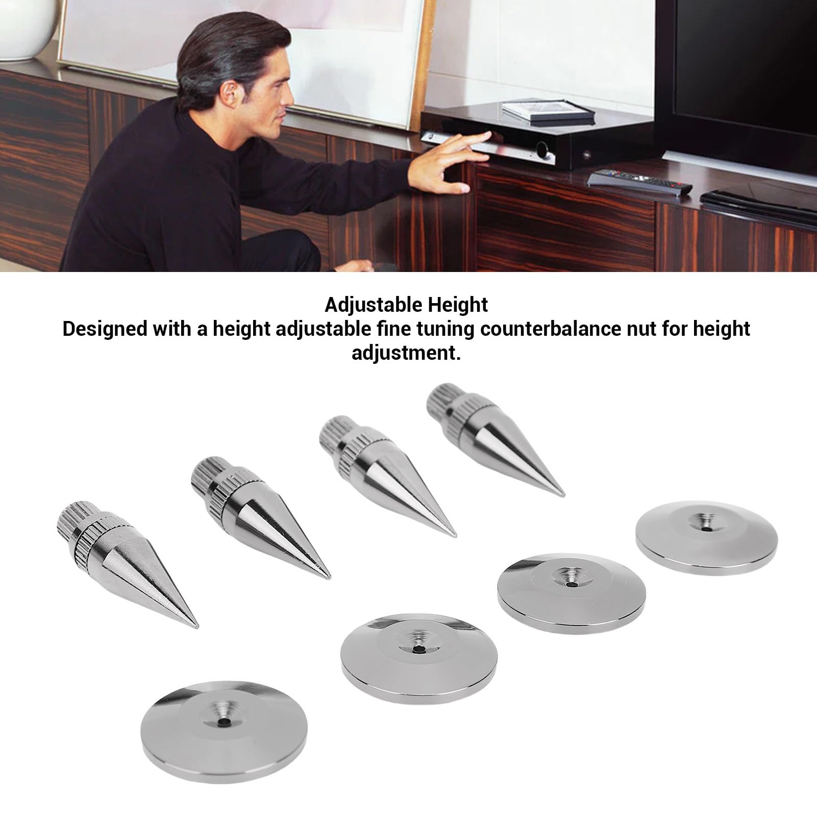 banapoy 16 Punte Isolanti per Altoparlanti, Piedini Regolabili per Ammortizzatori per Altoparlanti, Piedini Conici per Subwoofer, Lettori CD e DVD, Amplificatori Audio, Giradischi