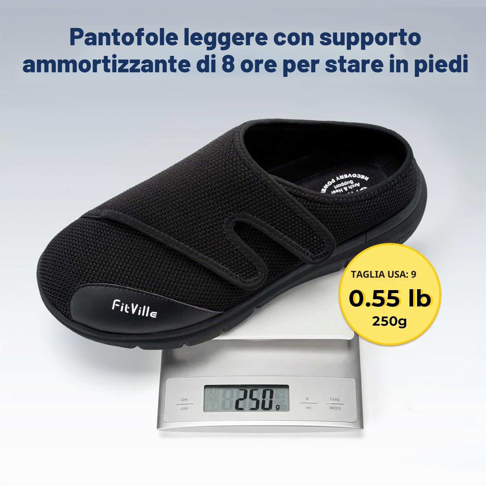 FitVille Pantofole Diabetiche Per Uomo Scarpe Extra Larghe Per Piedi Gonfi Ciabatte Regolabili Per La Neuropatia Dolorosa Dei Piedi Degli Anziani