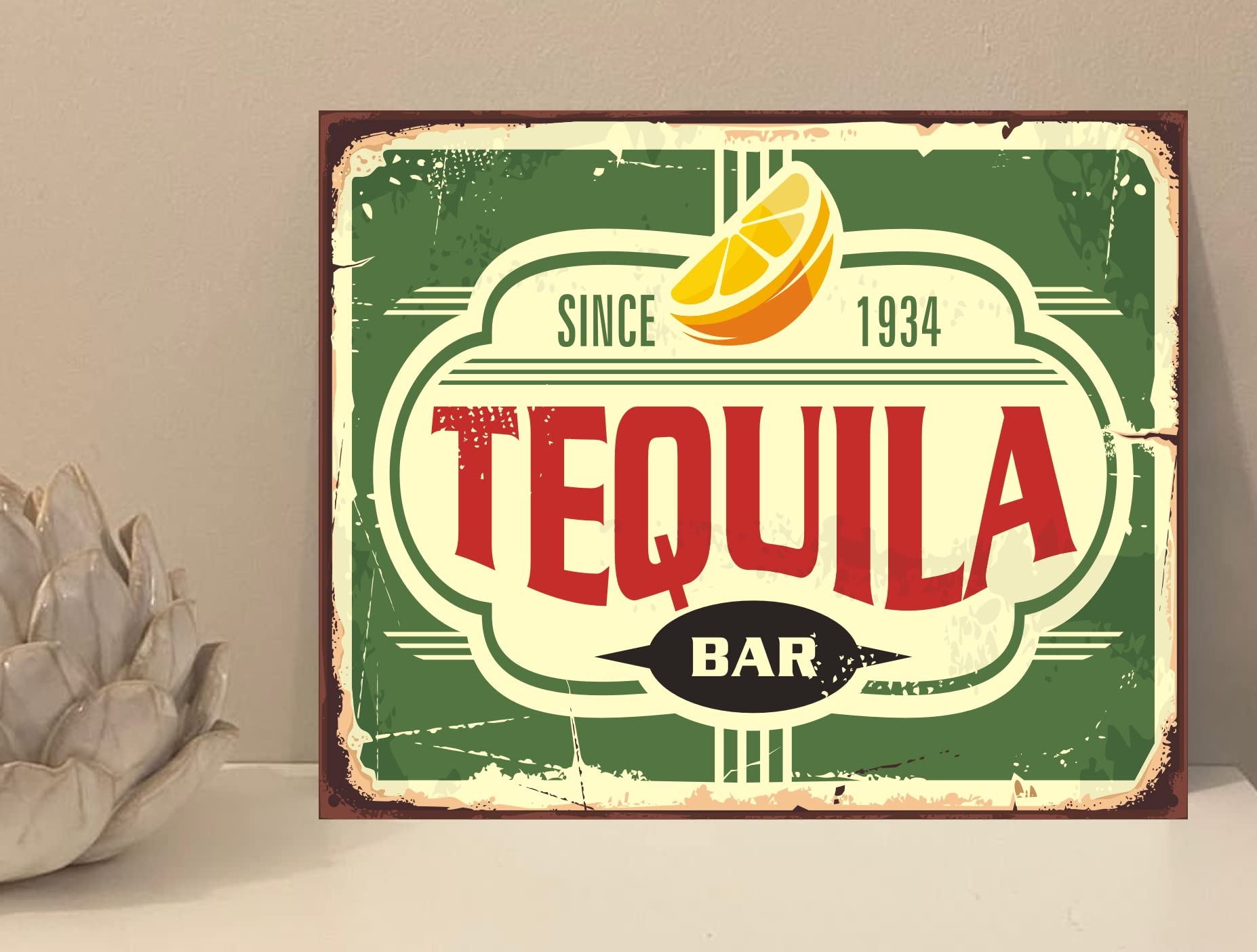 1x Tequila Bar Rustic Retro Metal Plaque Sign Gift House Novelty (mt50) (250mm x 200mm)