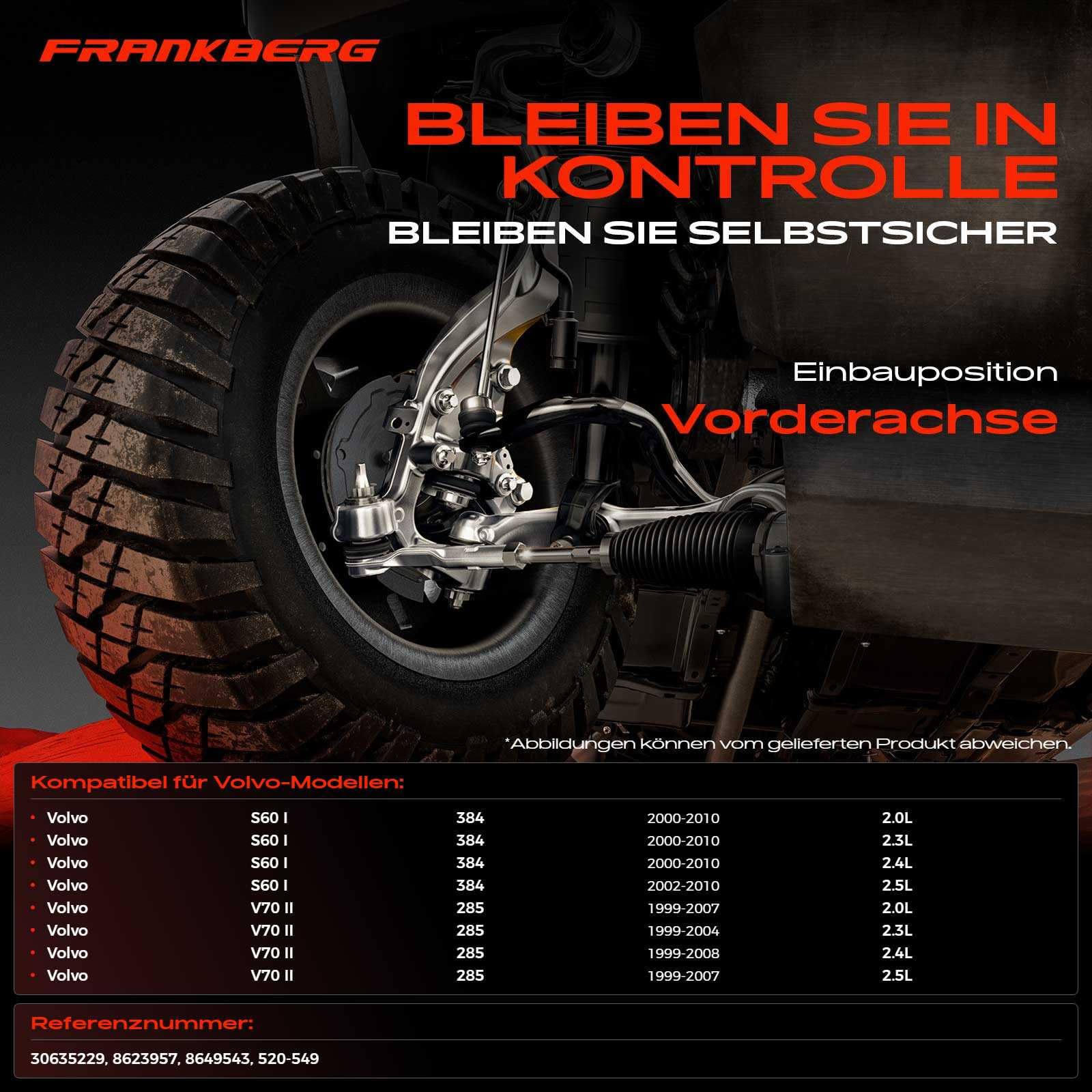 Frankberg Przedni lewy dolny wahacz kompatybilny z S60 I 2.3L 2.4L 2,5L 2000-2010 V70 II 285 2,3L 2,5L 1999-2007 Wymień # 30635229