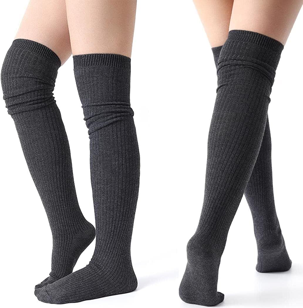 wool warm thigh high socks for women cotton over the knee thigh long boot stocks leg warmers for cold weather socks for school/college/office (set of 1)