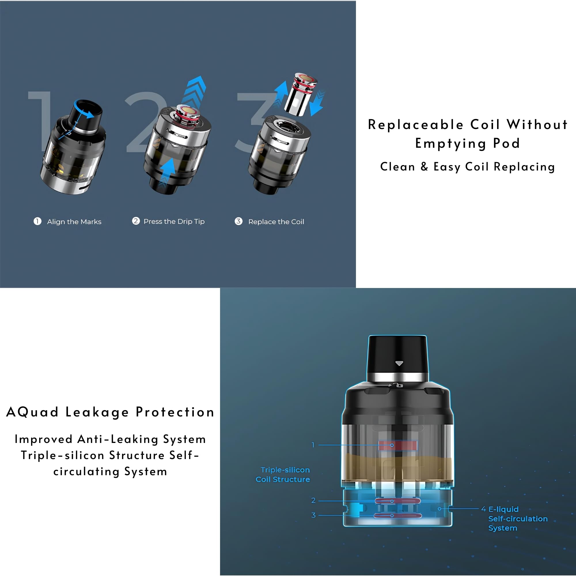 Vaporesso Swag PX80 Pod E Cigarette Smooth MTL & DTL Vaping, Adjustable  Airflow, Using Vaporesso GTX Coils, AQuad Leakage Protection - 2 Pack