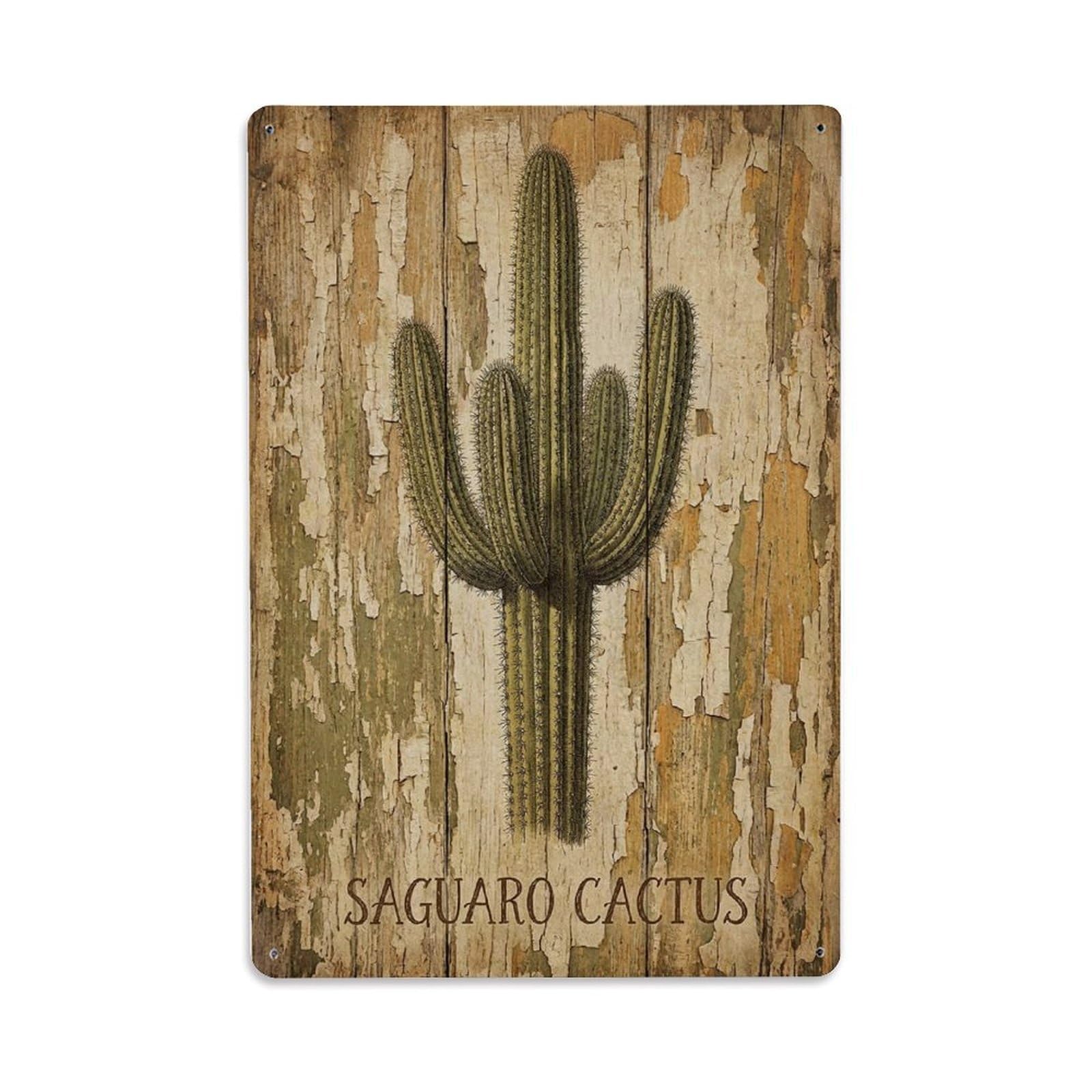 Fqnyr Style Saguaro Cactus Desert Metal Tin Sign Plaque Wall Decor For Cafe, Club Bar, Office, Home Garden Metal Poster 8X12inch
