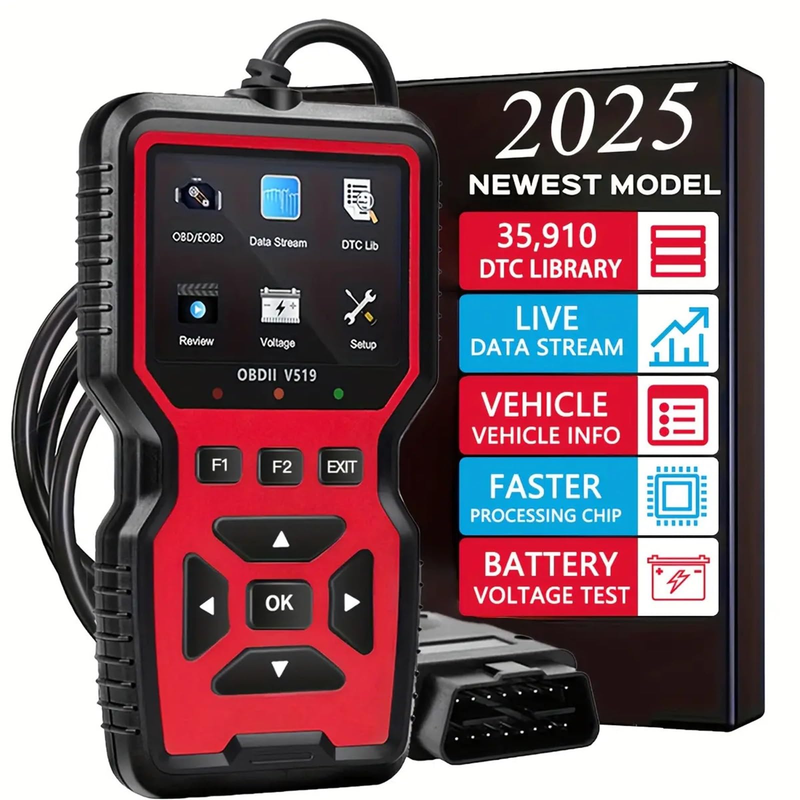 Car OBD2 Scanner Diagnostic Tool Voltage Tester Professional Auto Check Engine Code Reader OBD II Automotive 519