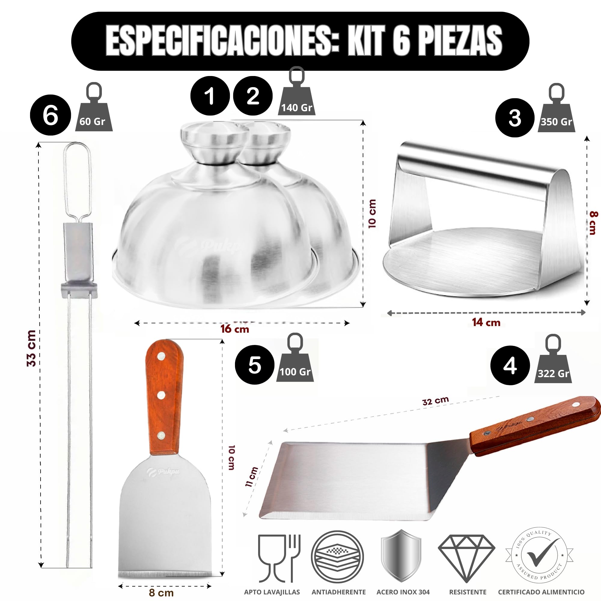 Kit Smash Burger 3 Piezas – Prensa Smash Burger, Aplastador Hamburguesas y Campana Queso