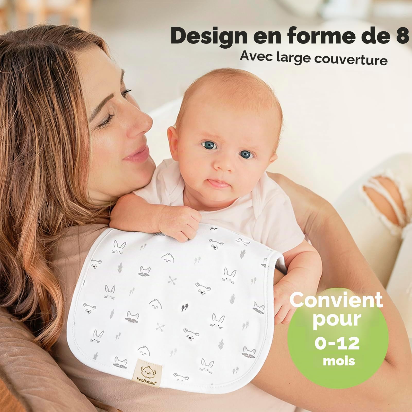 KeaBabies BurpCloths Bio pour bébés garçons et Filles - Paquet de 5 Ultra Absorbant - Serviette Nouveau-né - Lait cracher des Chiffons - Bavoir Burpy pour Unisexe, Garçon, Fille (Nordic)