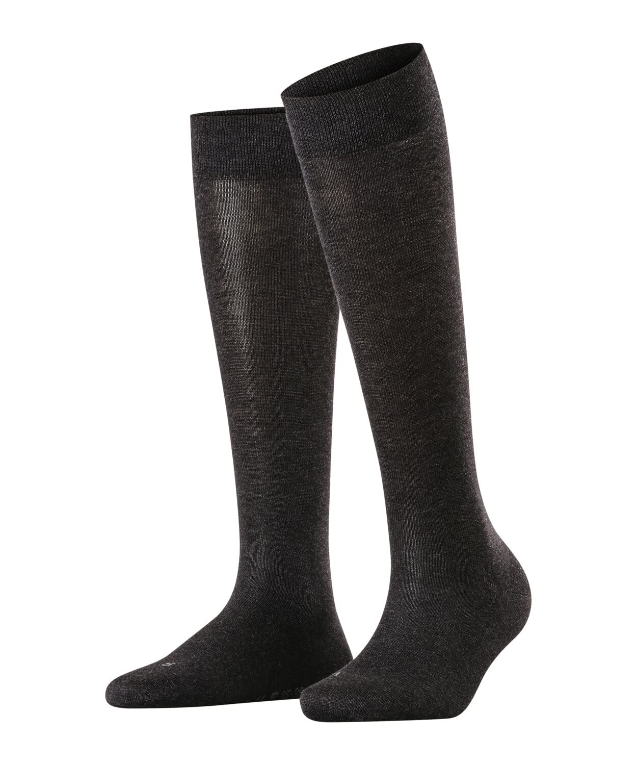 FALKE Women's Sensitive London W Kh Cotton With Soft Tops 1 Pair Knee-High Socks, Grey Anthracite Melange 3080, 2.5-5