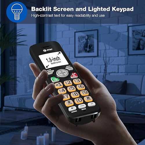 Miniatura 4 de AT&T Teléfono fijo de 1 auricular con identificación de llamadallamada en espera, teléfono inalámbrico DECT 6.0 Full-Duplex Handset Speakerphone,