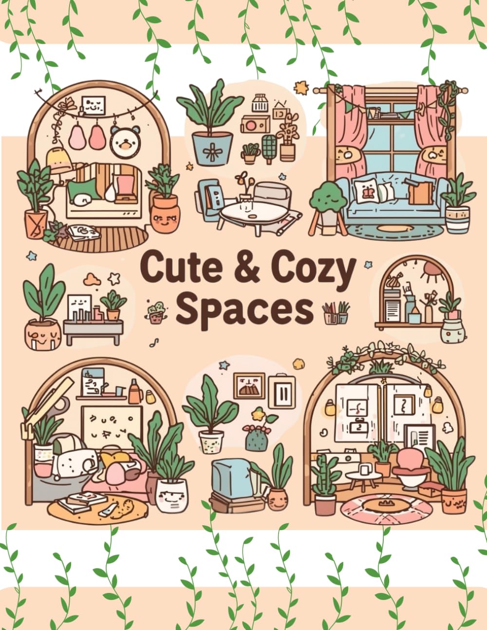 Cute & Cozy Spaces: Adorable Kawaii Rooms for Calm, Cozy, and Happy Coloring Time