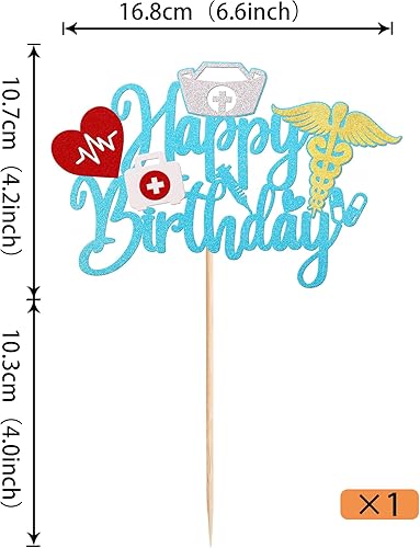 Miniatura 2 de Rsstarxi 1 paquete de decoración de pastel de cumpleaños para enfermera, purpurina negra, decoración de pastel de cumpleaños para médicos, médicos,