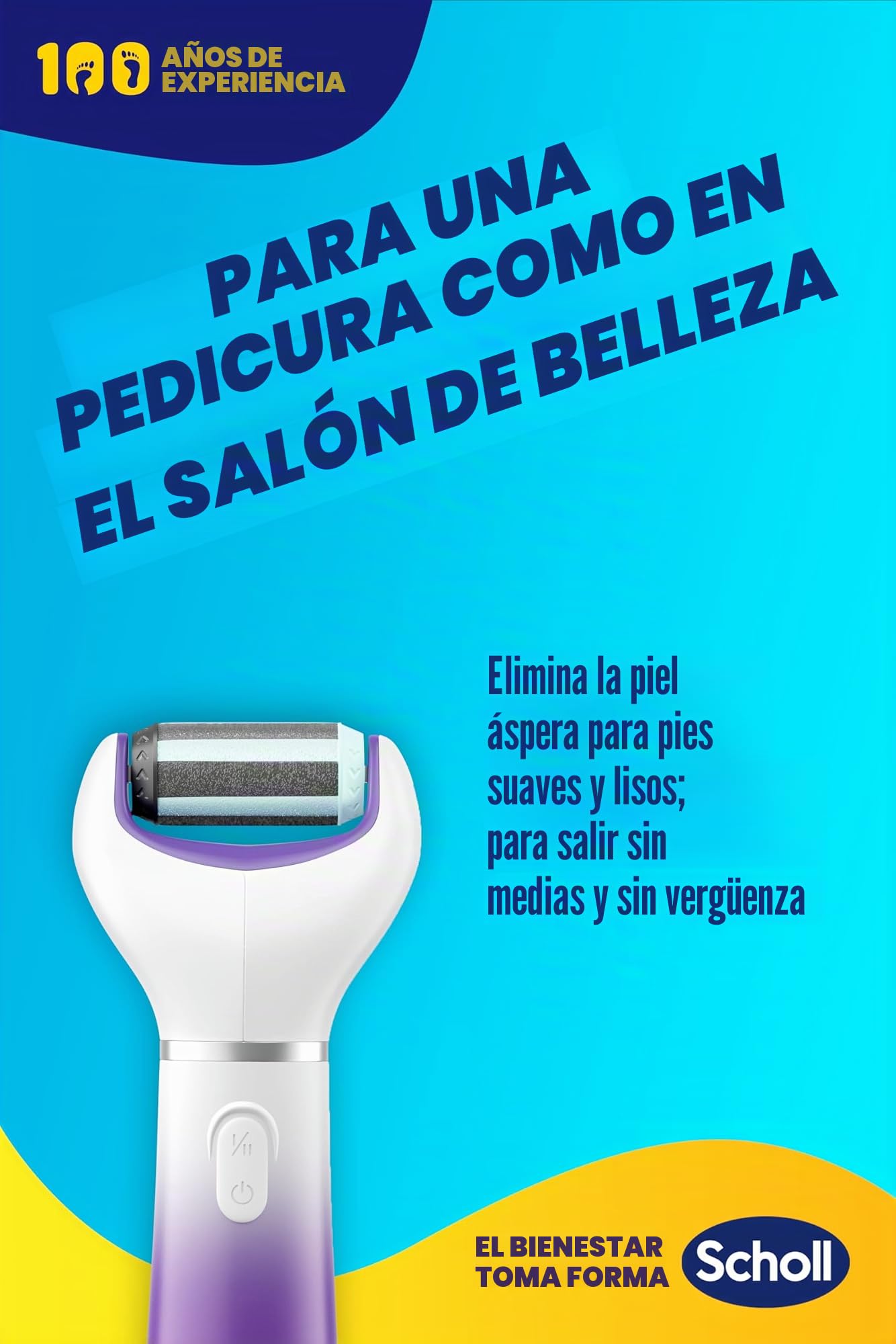Scholl 2 en 1 - Suaviza y suaviza la edición limitada, pedicura eléctrica para pies y talones agrietados, 3 cabezales de doble acción incluidos, lima de pies profesional, elimina la piel dura y con