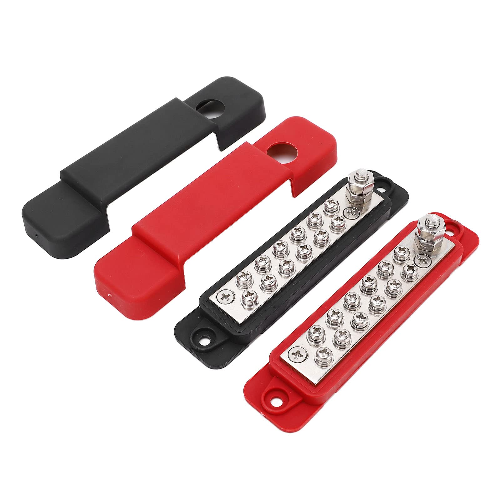 Power Distribution Block 180A 12V Bus Bar 12 Way Automotive Marine Busbar Terminal Block with 32pcs Terminal, Protective Cover