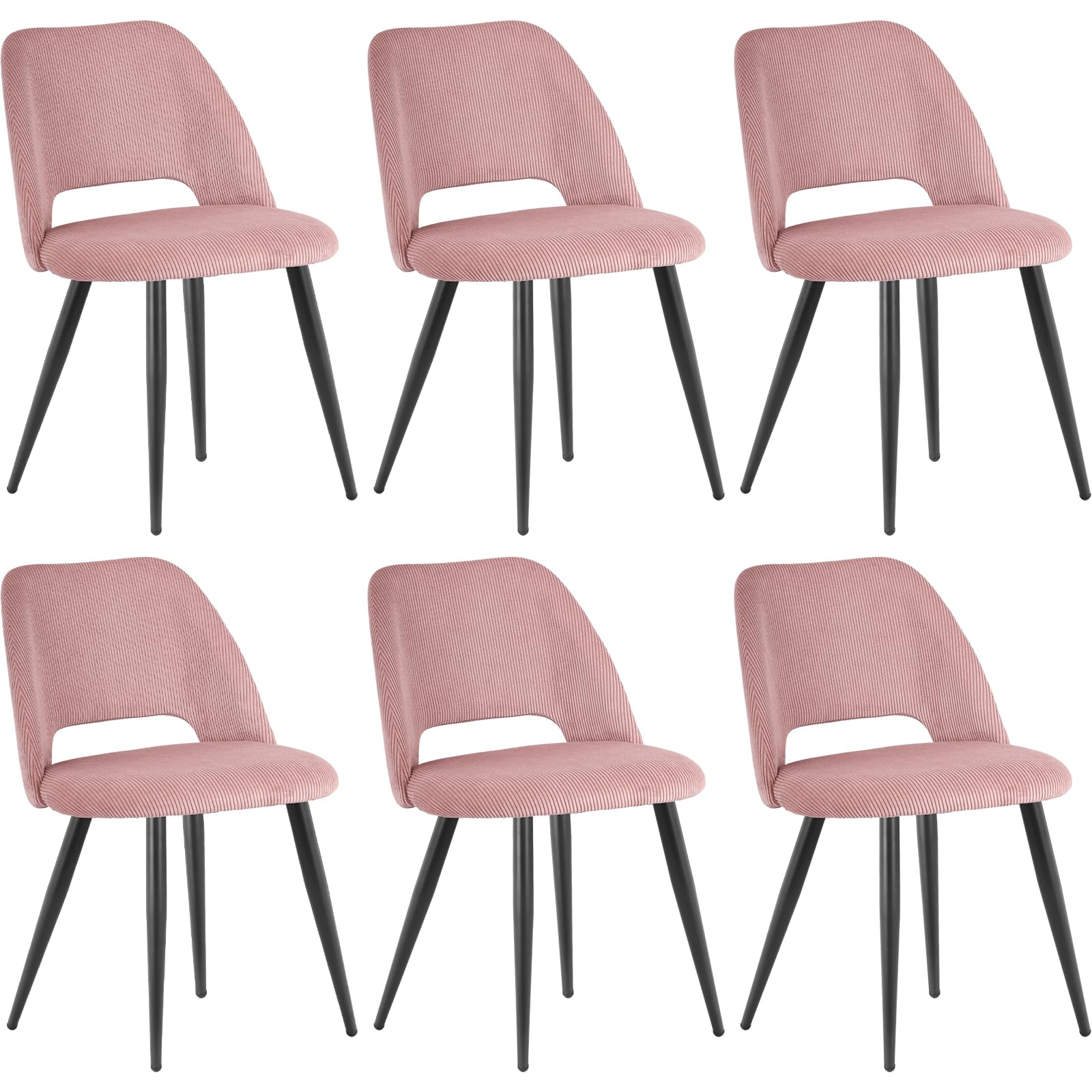 ANVOFONG Pack de 6 Sillas de Comedor,Silla de Cocina con Patas Independientes,Pana Silla Tapizada,Rosado Silla de Salón,para el Comedor,Sala de Estar,Cocina,Dormitorio y Sala de Recepción.