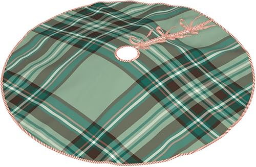 Miniatura 10 de Falda de árbol de Navidad de 30 pulgadas, falda de árbol de Navidad de lino de tartán de Clan Knox para decoración de árbol de Navidad, decoración