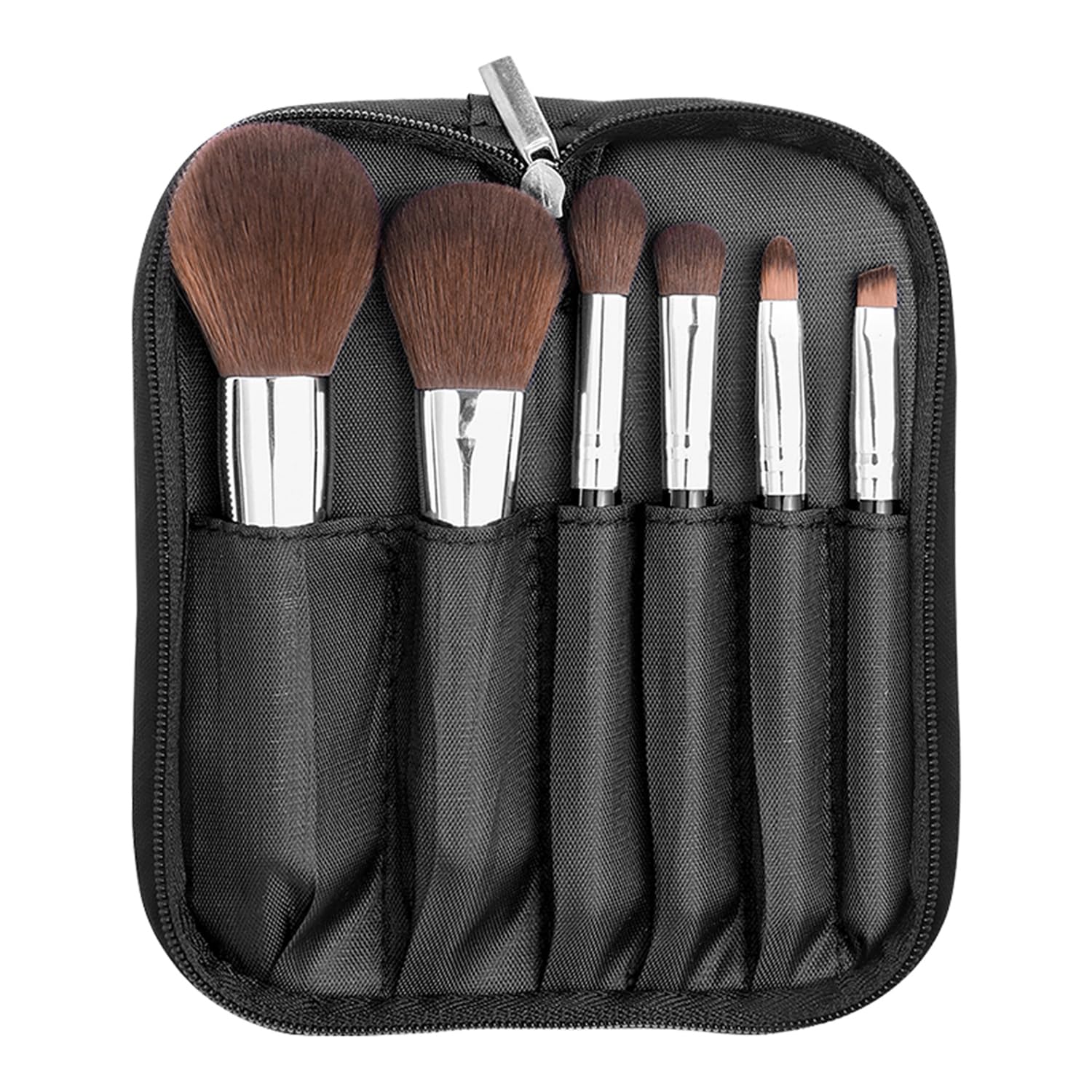 HeeMee Makeup Brush Set, Set of 6, Includes Cosmetic Pouch, Premium Fiber Bristles, Super Soft, Multifunctional Makeup Set, Makeup Brushes, Makeup Brushes, For Daily Use, Travel, Convenient Storage : 