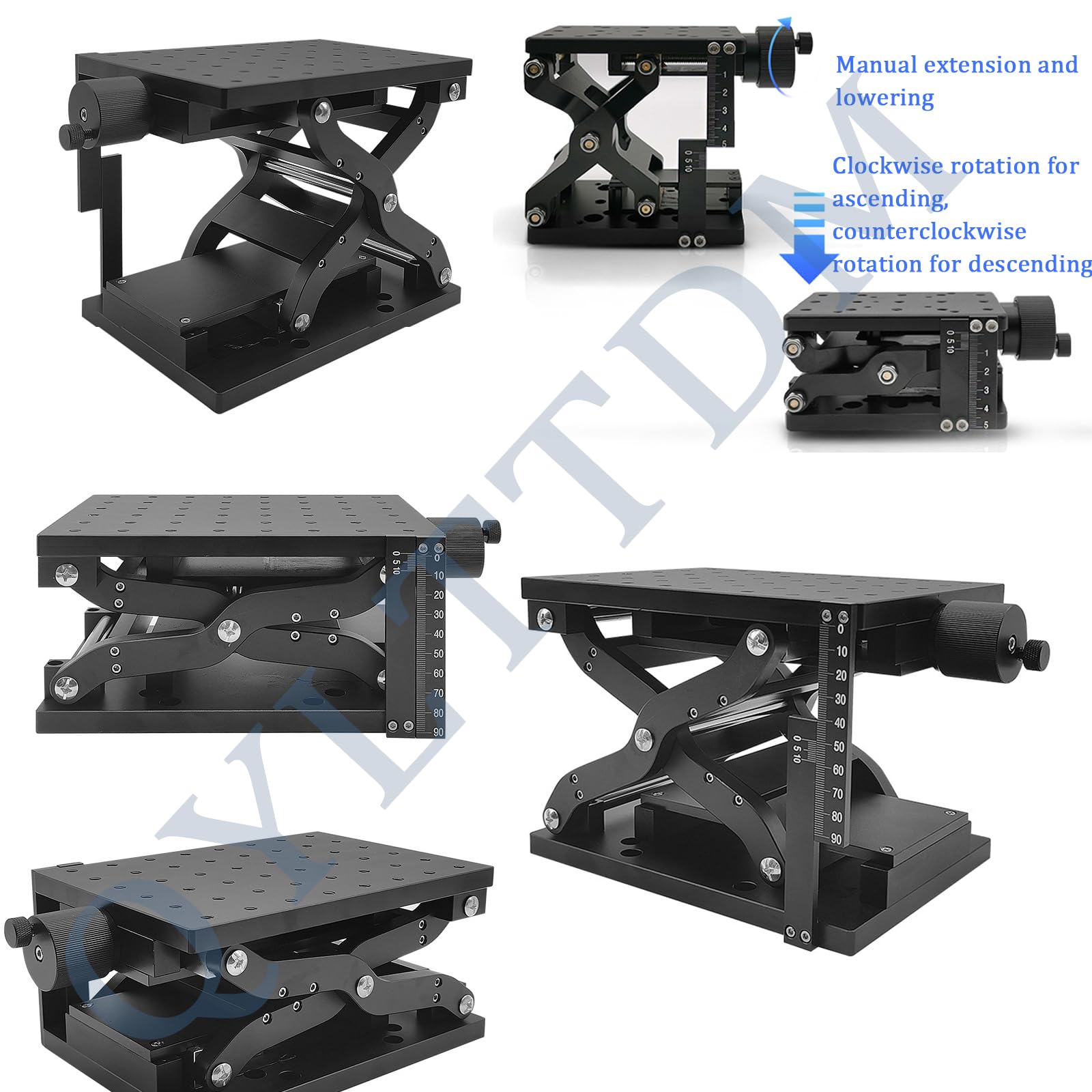 Hebebühne Tisch für Labor, Manueller Laborwagenheber Optischer Lift mit Waage, 60mm/120mm Travel, Tragfähigkeit 20/30kg, geeignet für Laborarmaturen und optische Instrumente