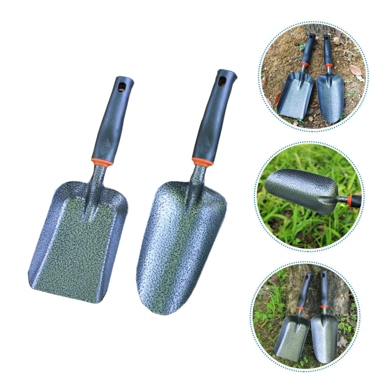 2 Stück Eisen Gartenkellen zum Auflockern und Düngen, Schwarz
