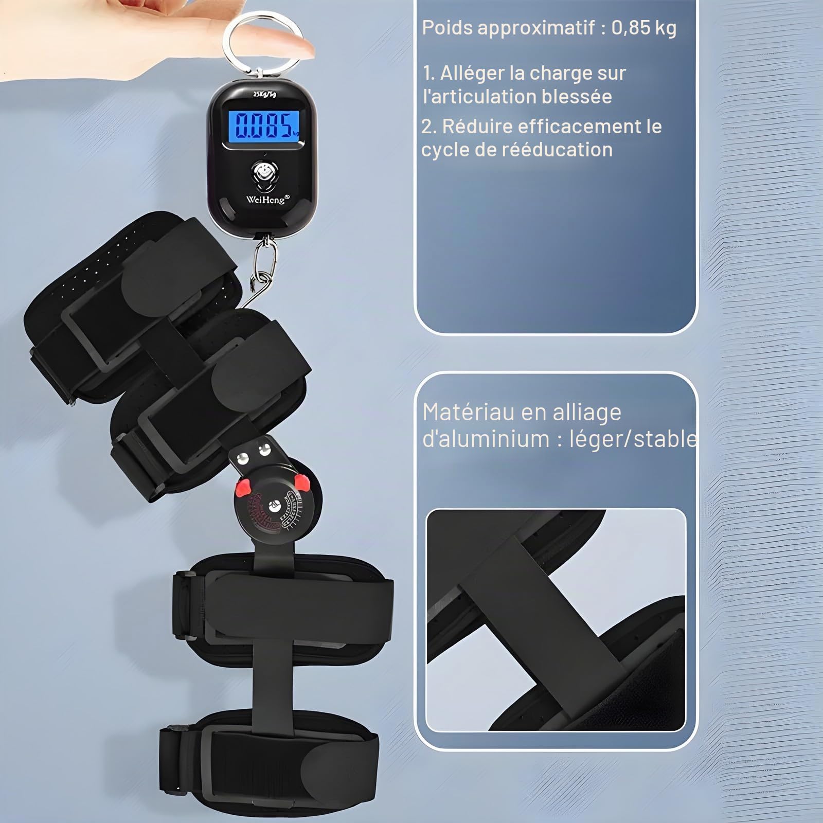 Orthèse de Genou,Support orthopédique réglable à charnière pour genouillère, Protection Post-opératoire pour genouillère, orthèse osseuse et ligamentaire,Left Side