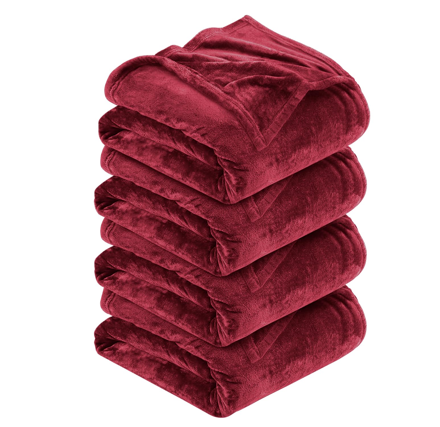 MOONLIGHT20015 4 Pack Fleece Blanket Throws for Sofas - 400 GSM Blankets Sofa Bed Throw Breathable, Cuddly, Fluffy & Warm Burgundy, Twin/Double (150 x 200 CM) — image 1