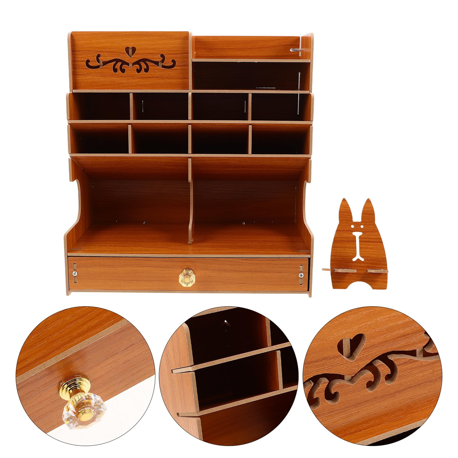 Cabilock Organizer Porta Penne in Legno con Scomparti Multipli Scatola Portaoggetti da Scrivania per Penne Matite e Accessori Grande Capacità per Ufficio e Casa Elegante