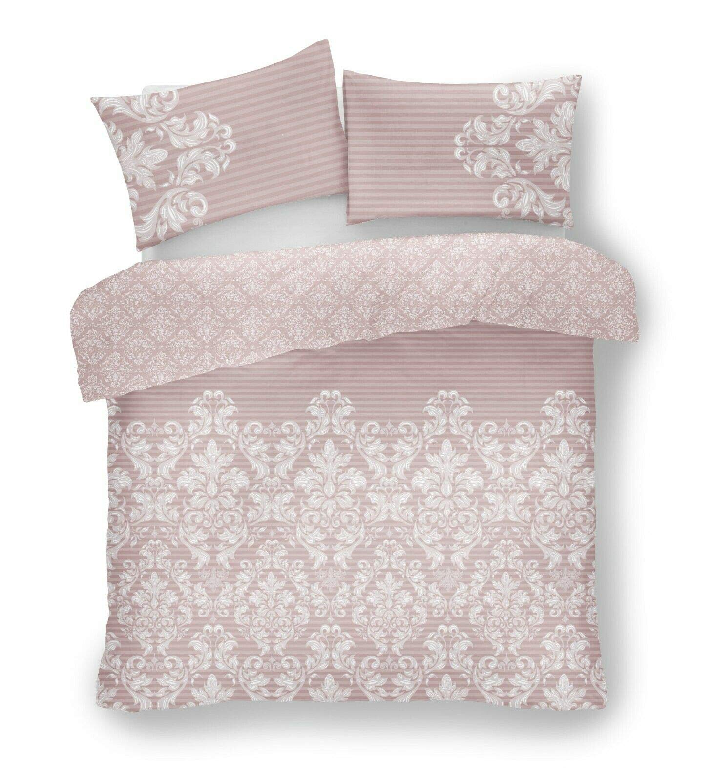 Empire Damask Pattern Blush Pink Luxurious Modern Style Duvet Cover Sets Quilt Cover Sets Reversible Bedding Sets GC (Double Size)