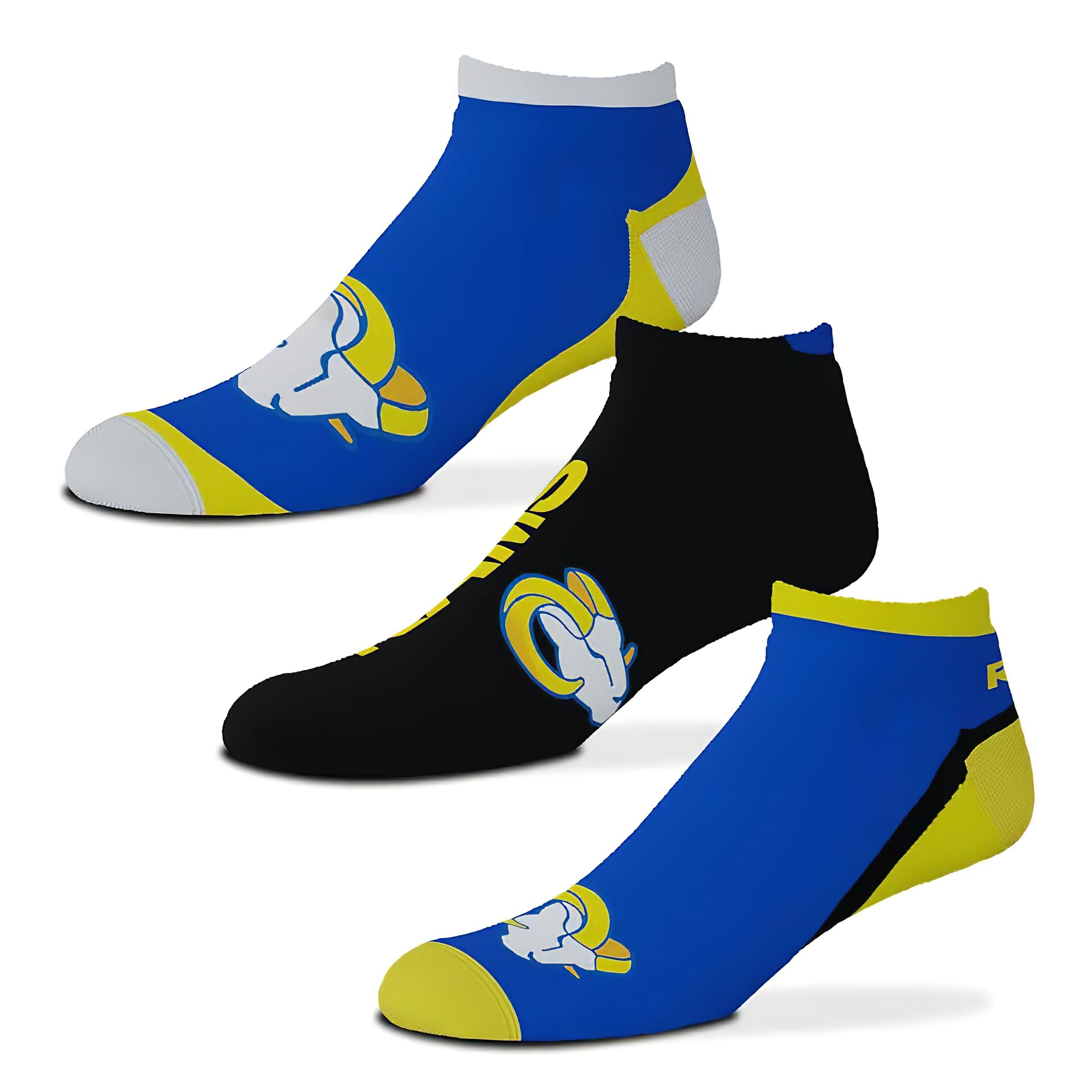 For Bare Feet Los Angeles Rams NFL Flash Socks Size L Pack of 3, los angeles rams flash, L