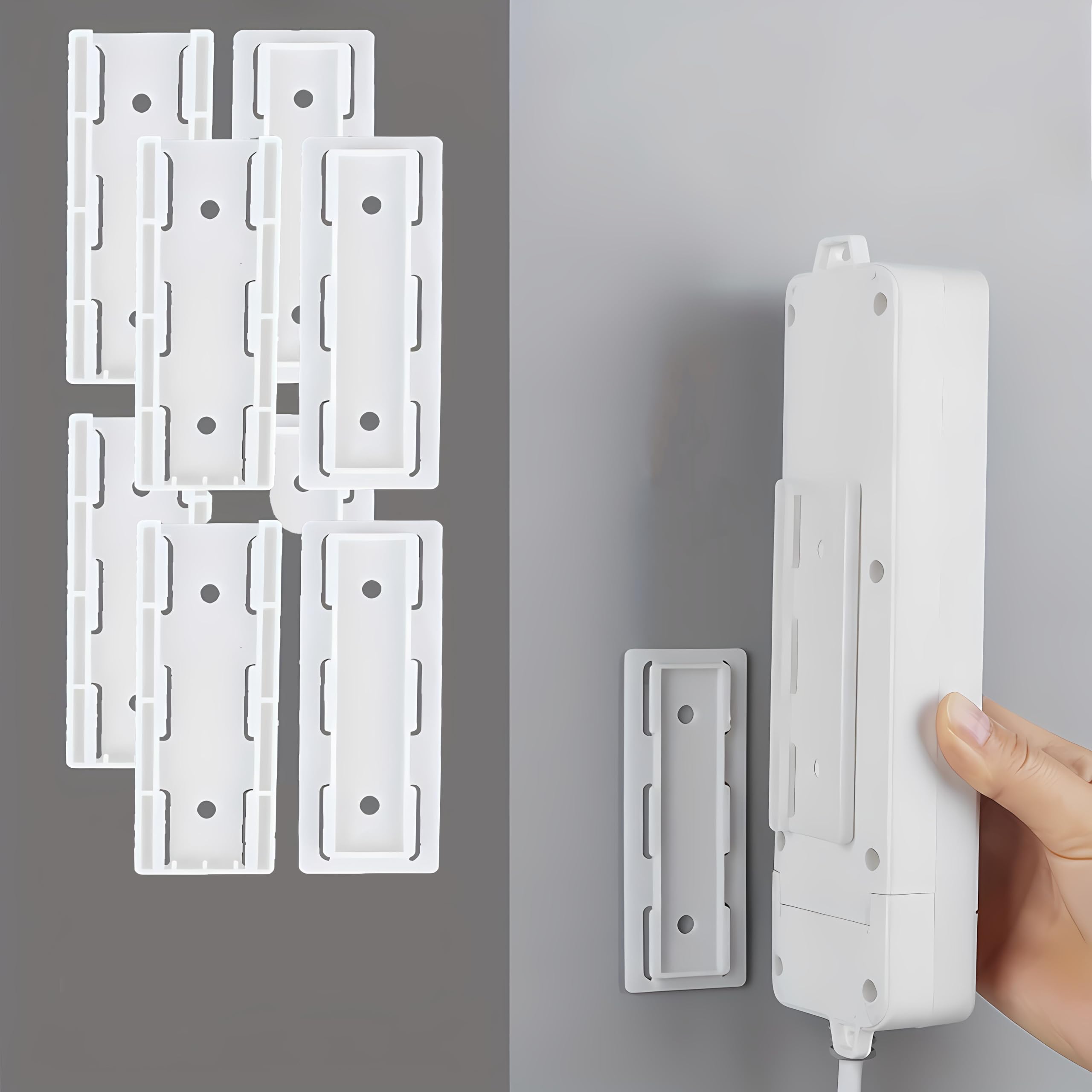 permafrost self adhesive power strip holder | no drill wall mount fixator for extension board, router, remote | strong tape cable management for indian home & office. (pack of 4)