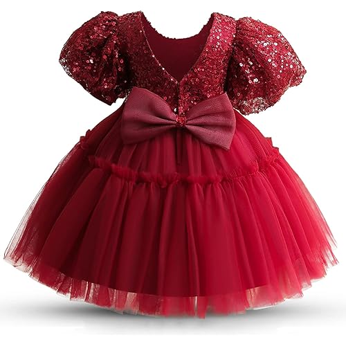 NNJXD Girls' Tulle Flower Princess Wedding Dress for Toddler and Baby Girl