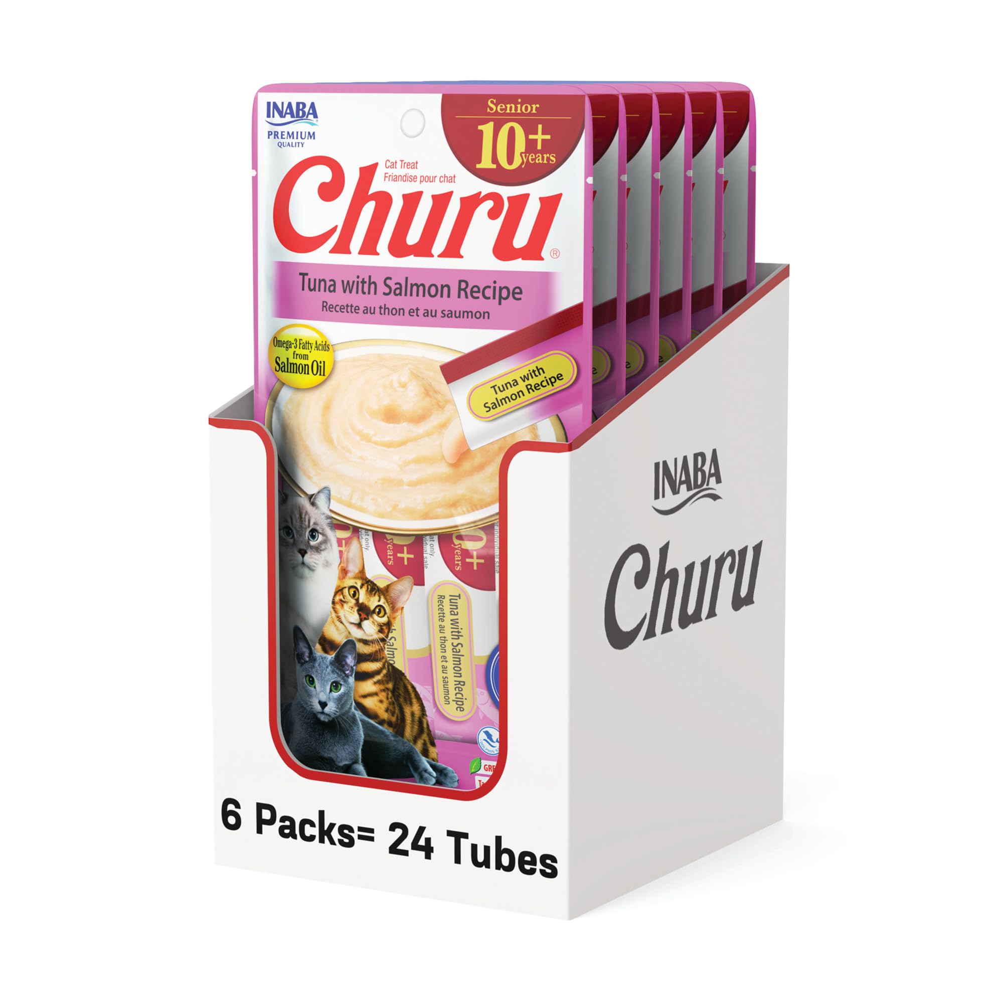 INABA Churu Senior Lickable Cat Treats, Tuna Salmon, 24ct