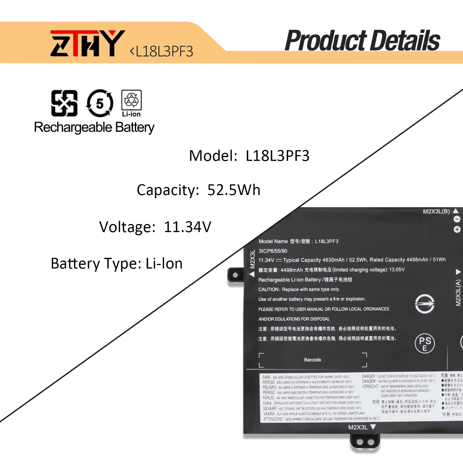 K KYUER L18C3PF6 Laptop Battery for Lenovo Ideapad S340-14IML/S340