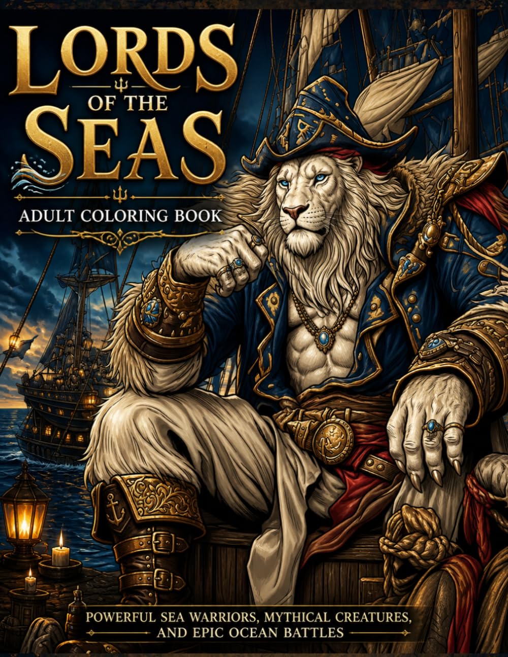 Lords of the Seas: Epic Ocean Warriors Adult Coloring Book for Adults Featuring Mythical Creatures, Pirate Beasts, and Dark Fantasy Marine Legends