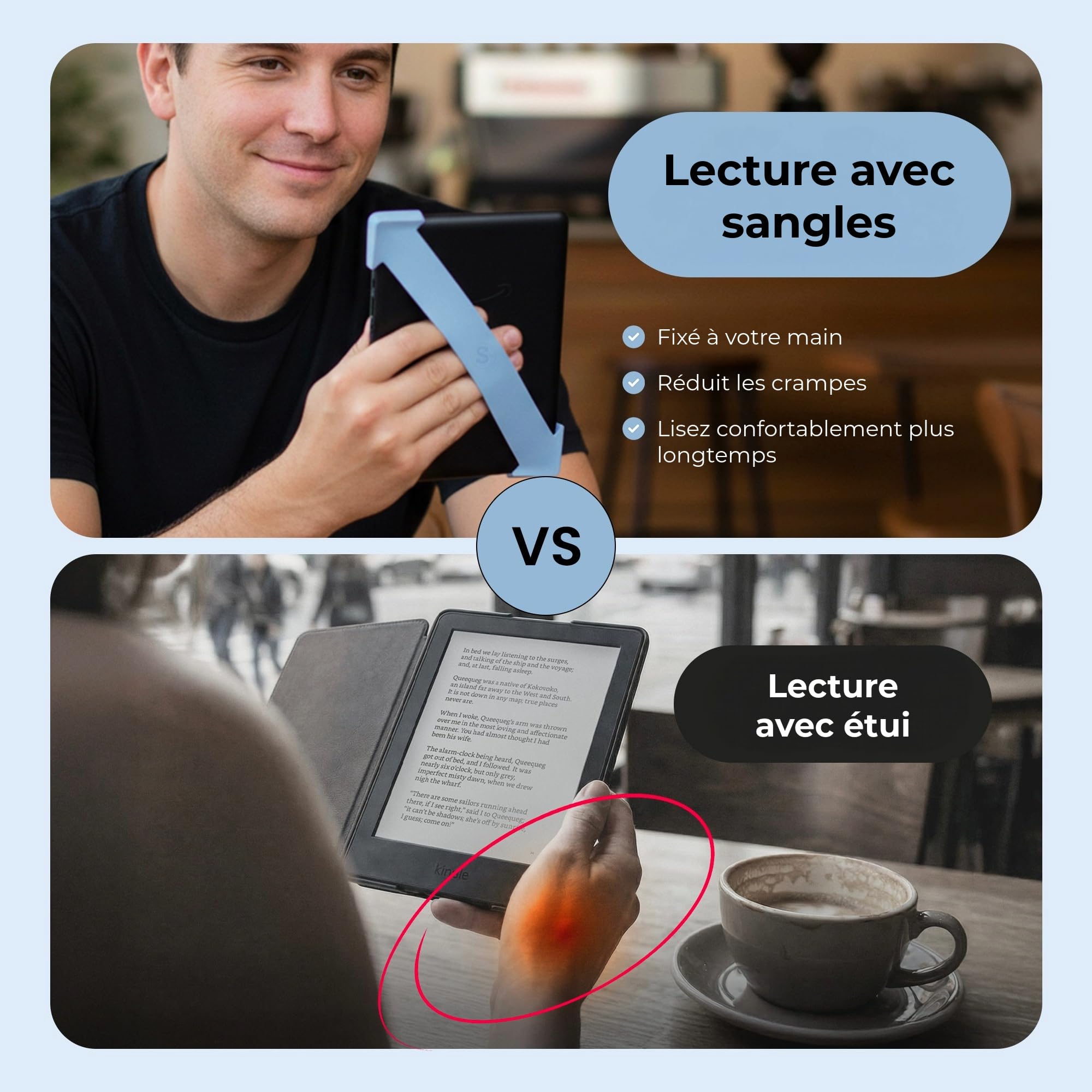 Strapsicle Sangle Main pour Kindles & Kobos – Convient Paperwhite Gen 11/12 (6,8”/7”), Signature Edition – Colorsoft – Lot de 2 – Grand – Blush