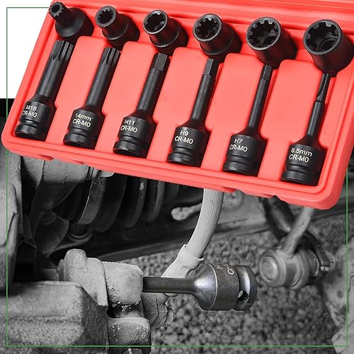 Miniatura 6 de LainKeen Juego de 12 llaves de pinza de freno de impacto, unidad cuadrada de 12 pulgadas, compatible con AudiVWPorscheBenzFordBMW