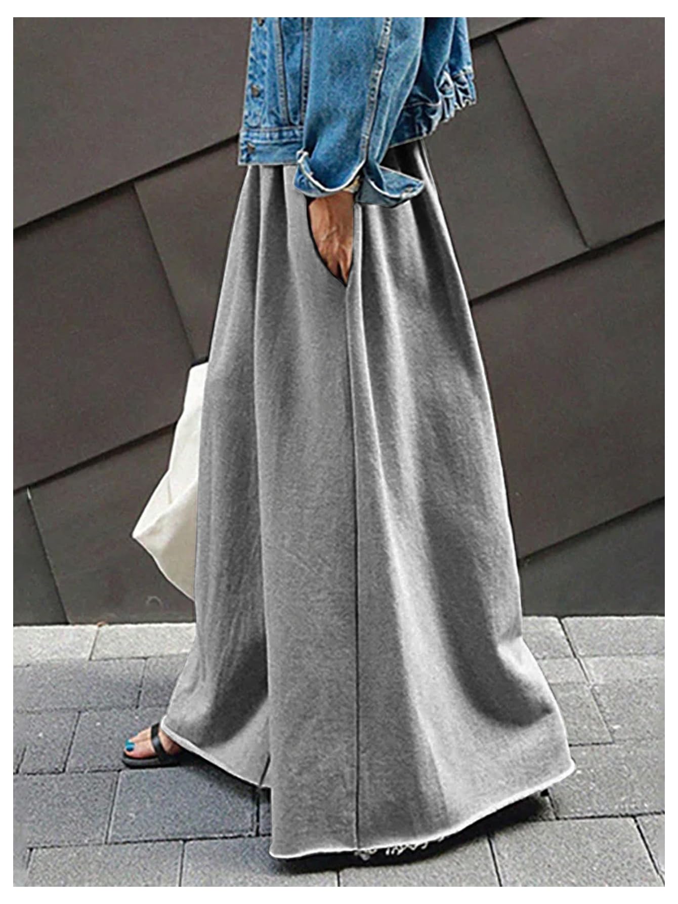 Women's Wide Leg Sweatpants High Elastic Waist Flowy Palazzo Pants Loose Baggy Pants Bottoms